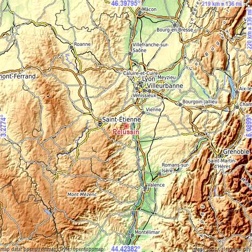 Topographic map of Pélussin