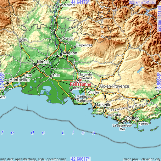 Topographic map of Pélissanne