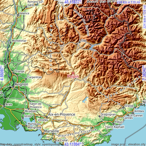 Topographic map of Peipin