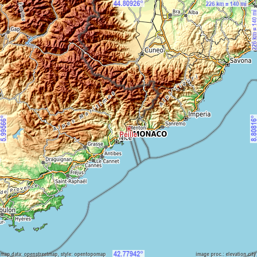 Topographic map of Peille