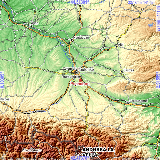 Topographic map of Péchabou