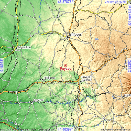 Topographic map of Payzac