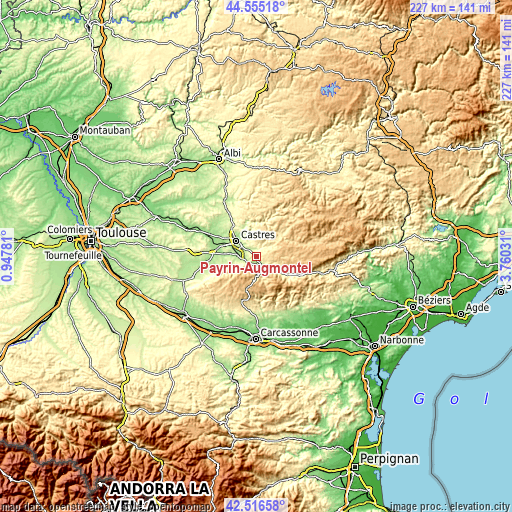 Topographic map of Payrin-Augmontel