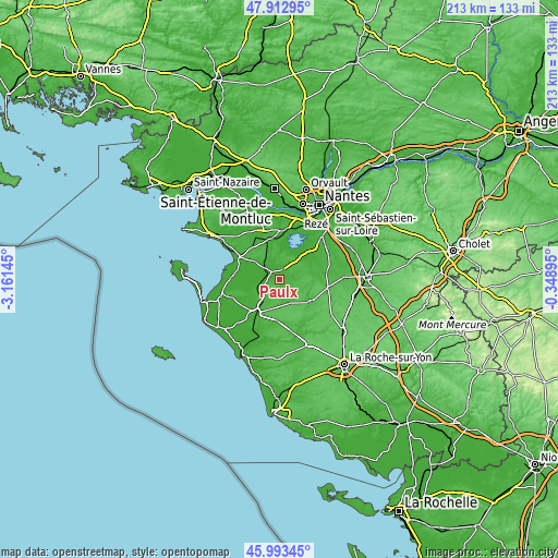 Topographic map of Paulx