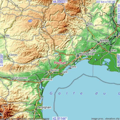 Topographic map of Paulhan