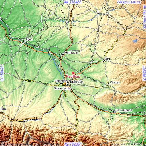 Topographic map of Paulhac