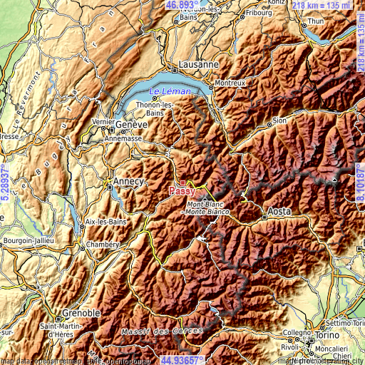 Topographic map of Passy