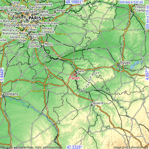 Topographic map of Paron