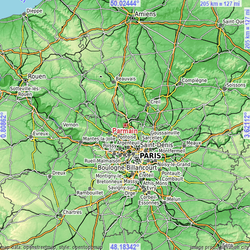 Topographic map of Parmain