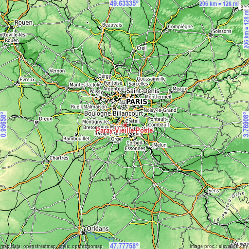 Topographic map of Paray-Vieille-Poste