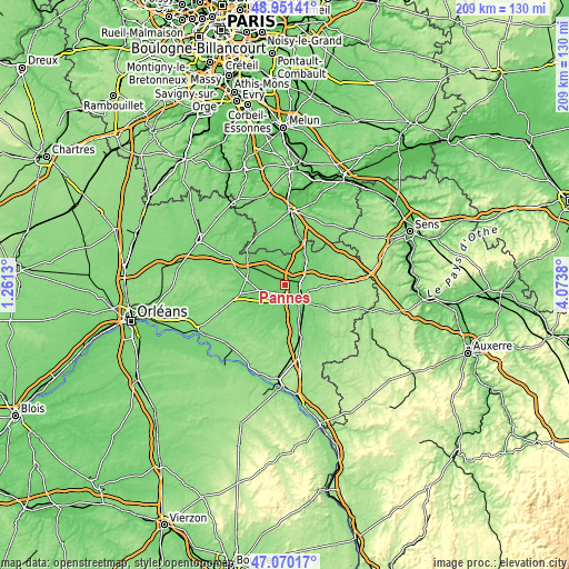 Topographic map of Pannes