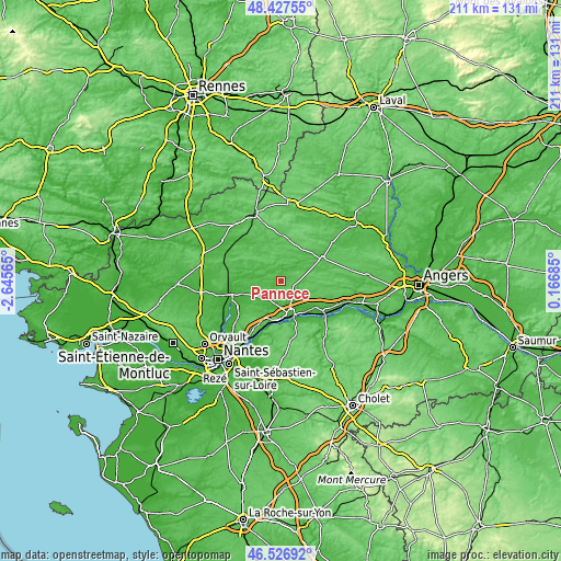 Topographic map of Pannecé