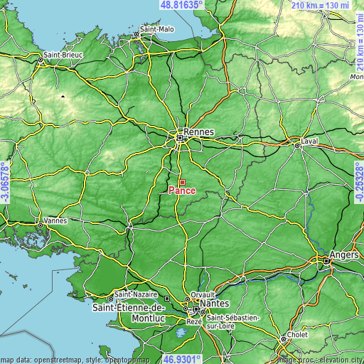 Topographic map of Pancé