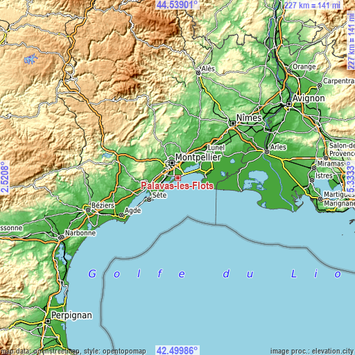 Topographic map of Palavas-les-Flots