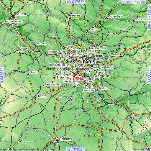 Topographic map of Palaiseau