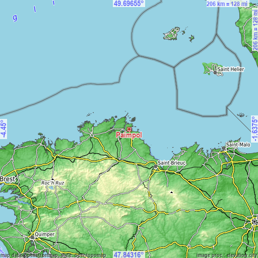 Topographic map of Paimpol