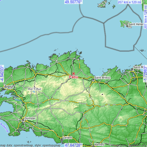 Topographic map of Pabu