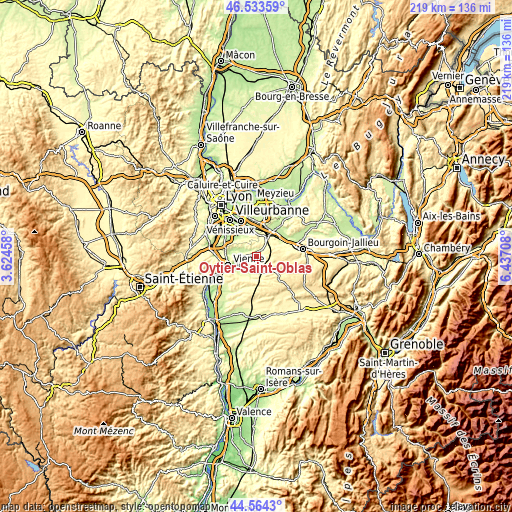 Topographic map of Oytier-Saint-Oblas