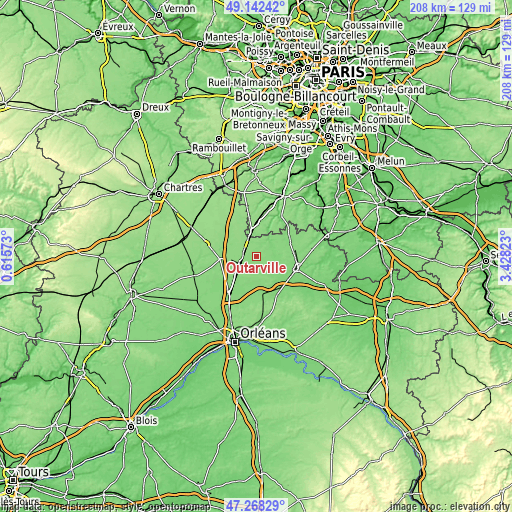 Topographic map of Outarville