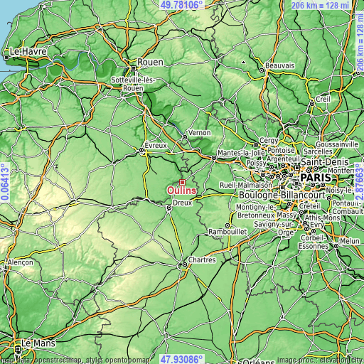 Topographic map of Oulins