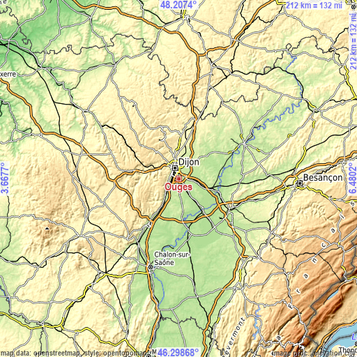 Topographic map of Ouges