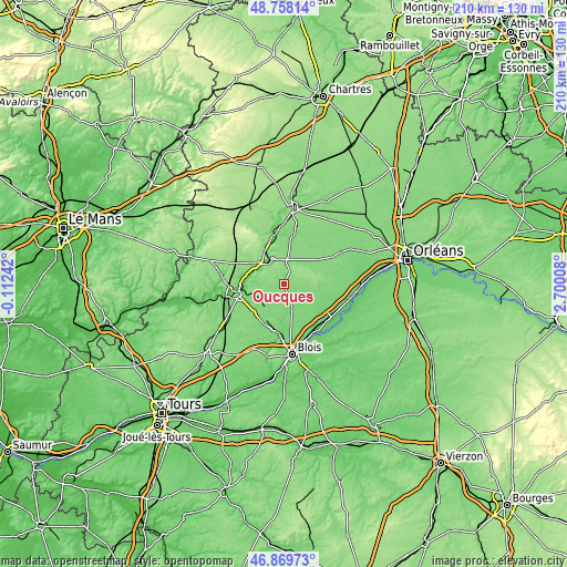 Topographic map of Oucques