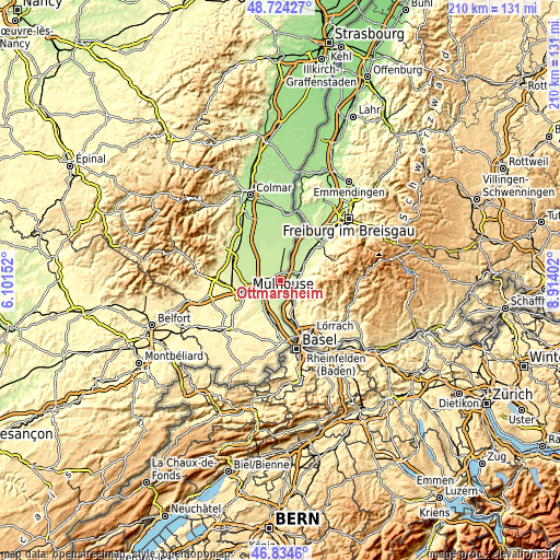 Topographic map of Ottmarsheim