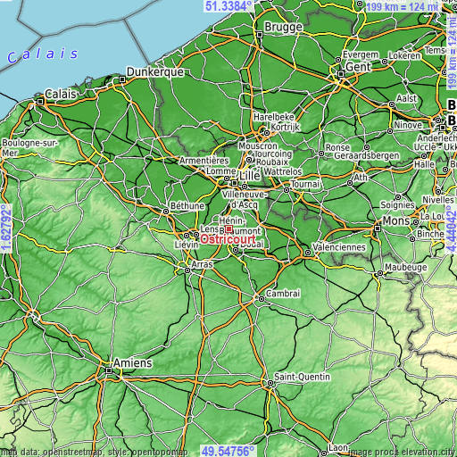 Topographic map of Ostricourt