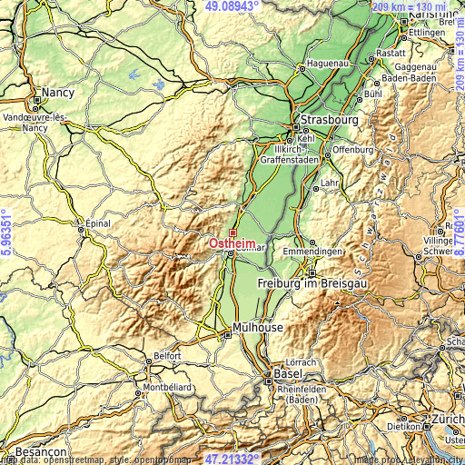Topographic map of Ostheim