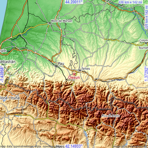 Topographic map of Ossun