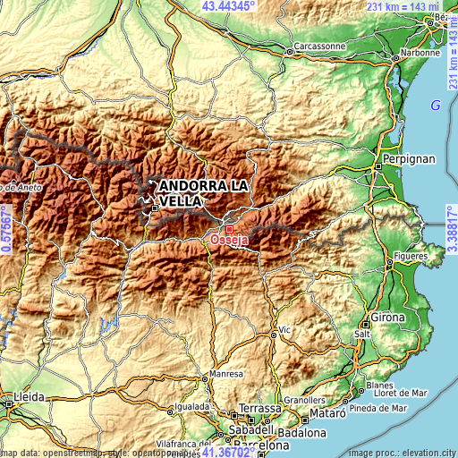 Topographic map of Osséja