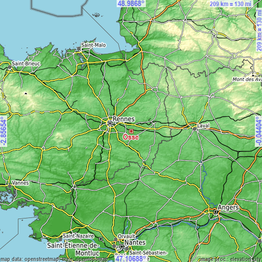 Topographic map of Ossé