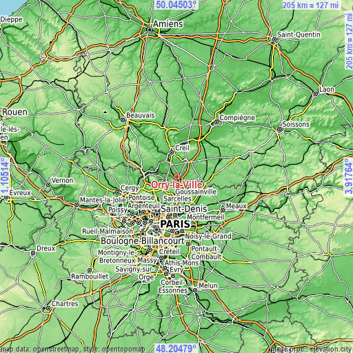 Topographic map of Orry-la-Ville