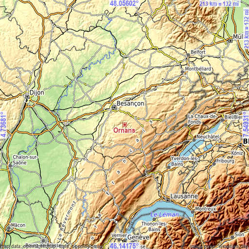 Topographic map of Ornans