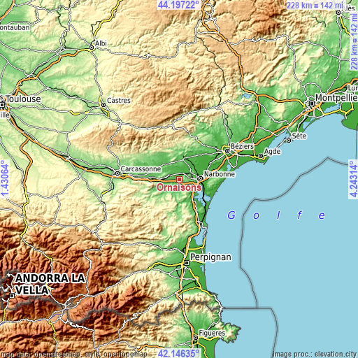 Topographic map of Ornaisons