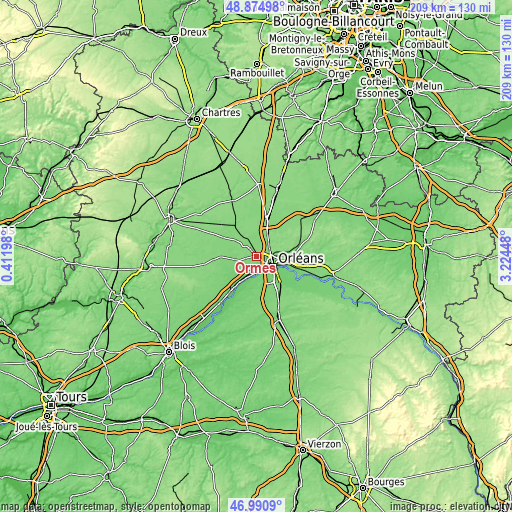 Topographic map of Ormes