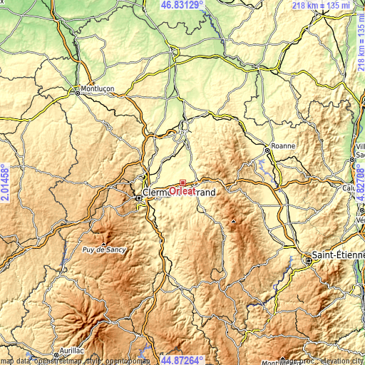 Topographic map of Orléat