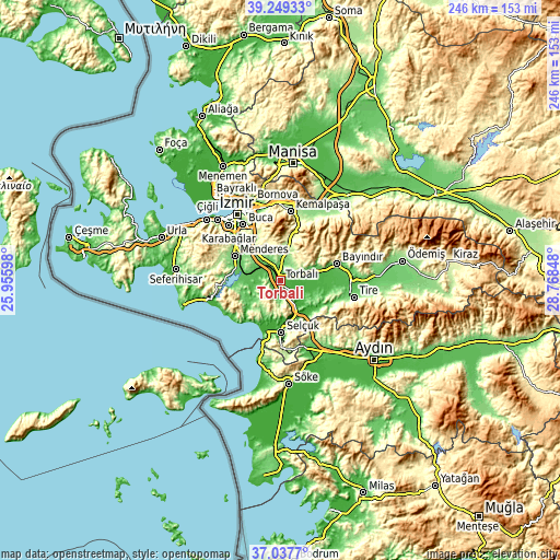 Topographic map of Torbalı