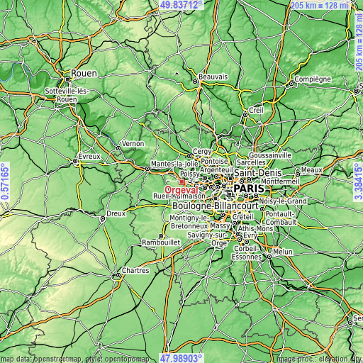 Topographic map of Orgeval