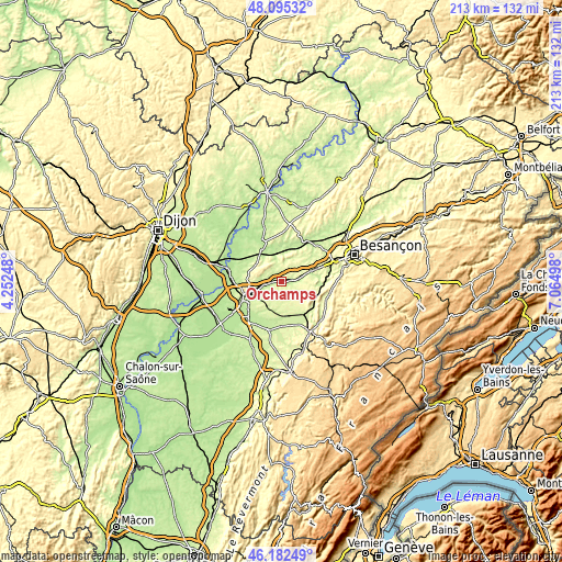 Topographic map of Orchamps