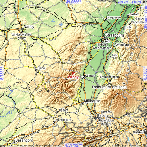 Topographic map of Orbey