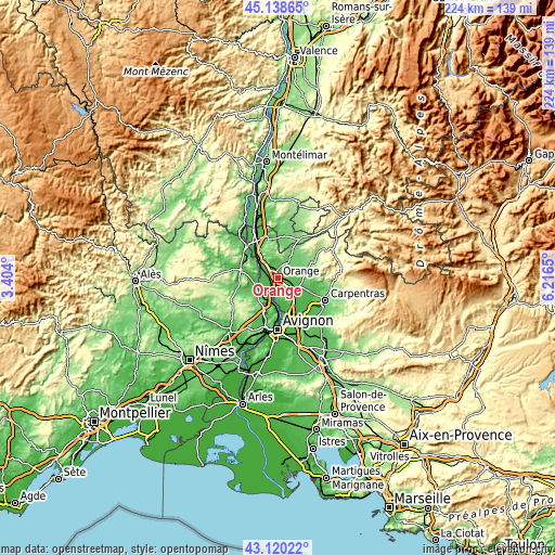 Topographic map of Orange