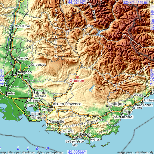 Topographic map of Oraison