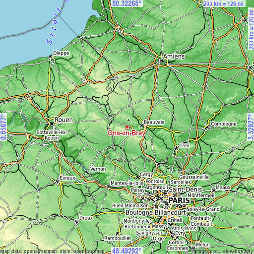 Topographic map of Ons-en-Bray
