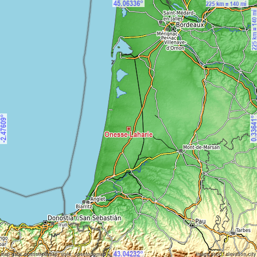 Topographic map of Onesse-Laharie