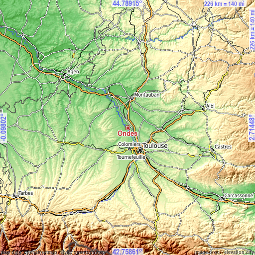 Topographic map of Ondes