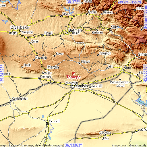 Topographic map of Toptepe