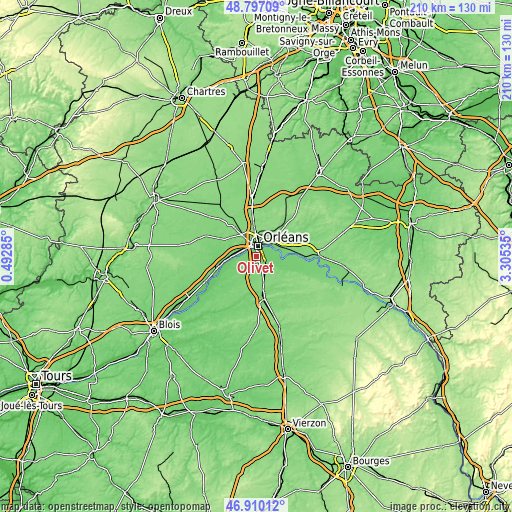 Topographic map of Olivet