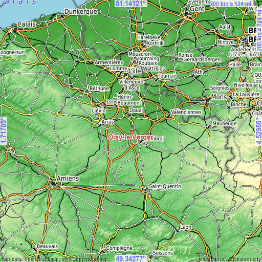 Topographic map of Oisy-le-Verger