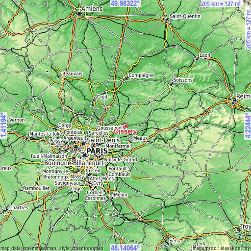 Topographic map of Oissery